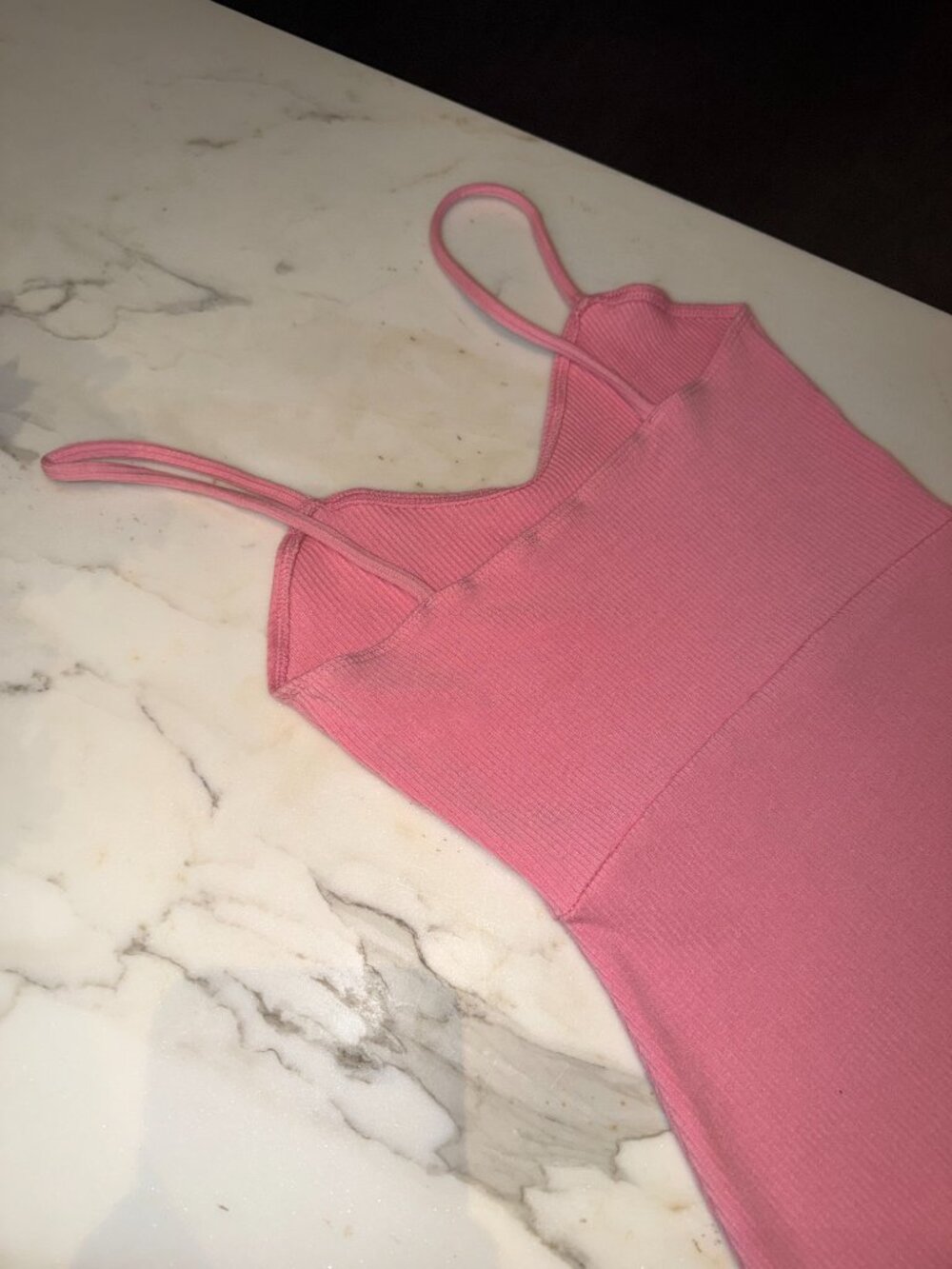 Aritzia Wilfred Free Ribbed Pink Mini Dress | V-Neck Dress - Picture 11 of 13